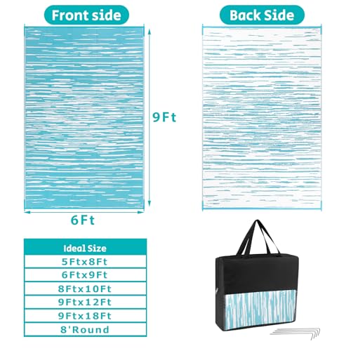 HEBE Outdoor Rug 6' x 9' Waterproof for Patios Clearance, Reversible Plastic Straw Rug Camping Carpet, Indoor Outdoor Area...