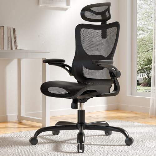 Marsail Ergonomic Mesh Office Chair High Back Home Office Desk Chair with Adaptive Lumbar Support, 2D Headrest, 3D Flip-Up...
