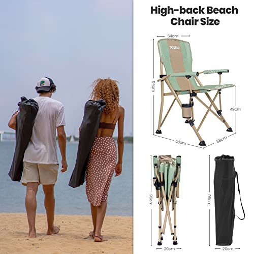 XGEAR Camping Chair Hard Arm High Back Lawn Chair Heavy Duty with Cup Holder, for Camp, Fishing, Hiking, Outdoor, Carry Ba...