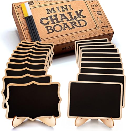 Mini Chalkboard Signs, 20 Pack Framed Small Chalk Board Food Labels with Easel Stand for Party Buffet or Wedding Celebrati...