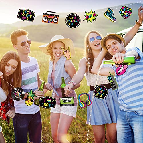 Blulu 80s Party Decorations, 80s Theme Birthday Party Supplies Banners Door Cover Photo Booth Props Hip Hop Backdrop Table...