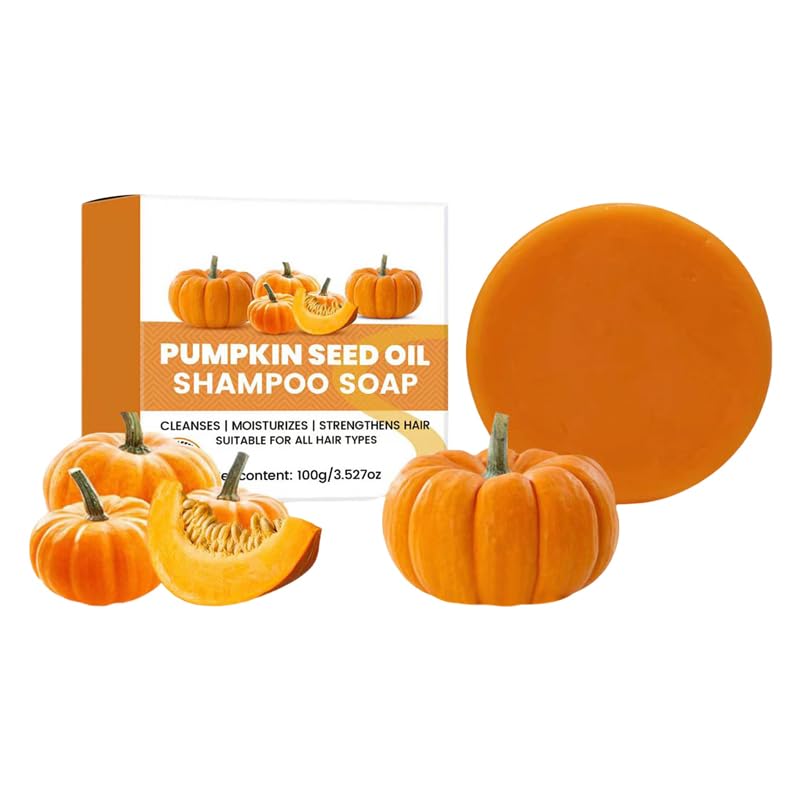 Vawolecy Pumpkin Seed Oil Shampoo Soap for Hair Growth, Solid Pumpkin Seed Oil Bar for Dry Damaged Hair Nourishment for All Hair