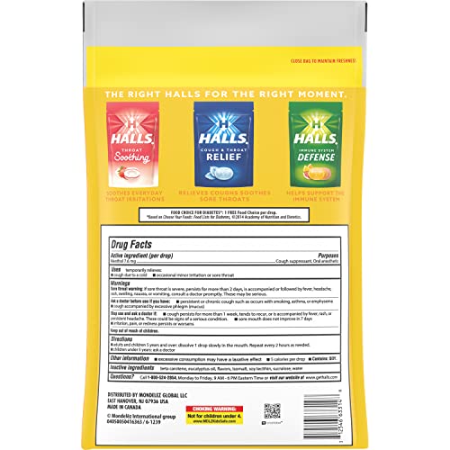 Halls Relief Honey Lemon Sugar Free Cough Drops, Value Pack, 180 Drops (Pack of 2)