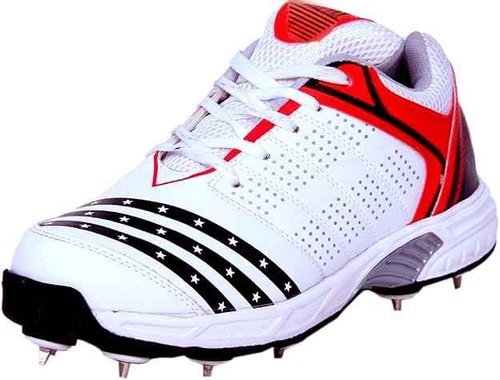 HITMAX Power Metal Spikes Rubber Sole Cricket Shoes for Men (Lightweight (White red, US Footwear Size System, Adult, Men, Numeric, Medium, 6)