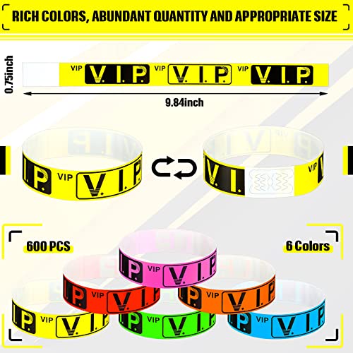 Teling 600 Pcs VIP Wristbands for Events Waterproof Paper Wristbands VIP Bracelets Bands Lightweight Events Bracelets for ...