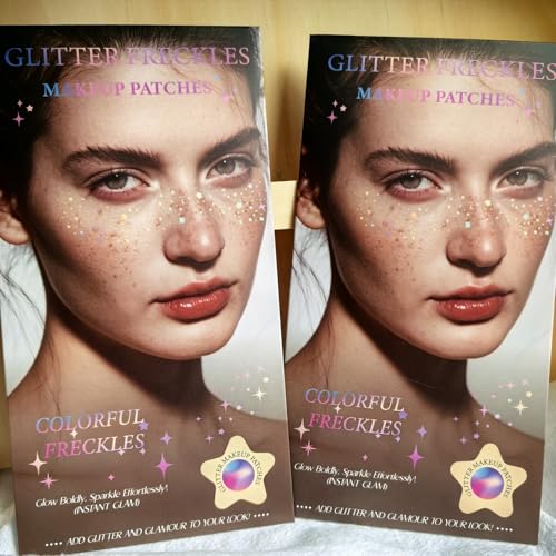 Glitter Freckles, Holographic Face and Body Glitter Tattoo Sparkle for Women Gold Glow Cosmetic Star Makeup Accessories fo...