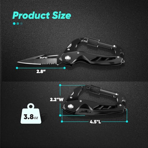 Multitool Carabiner Knife, Pocket Knife for Men with Bottle Opener, Window Breaker and Screwdriver, Tactical Survival EDC ...