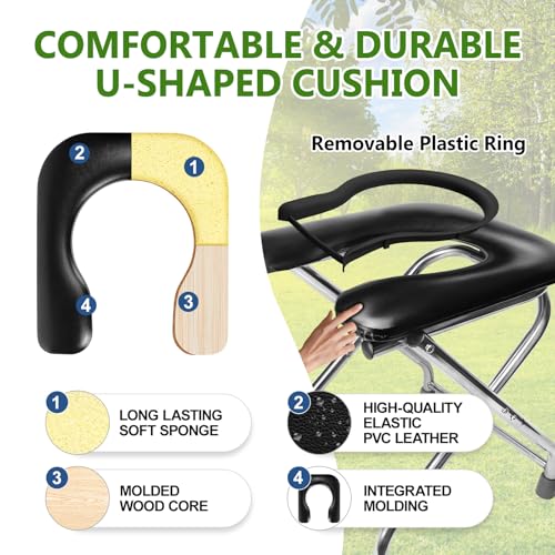 BLIKA Portable Toilet for Camping, 350LBS Stainless Steel Foldable Camp Travel Toilet with Soft Seat for Adults, Portable ...