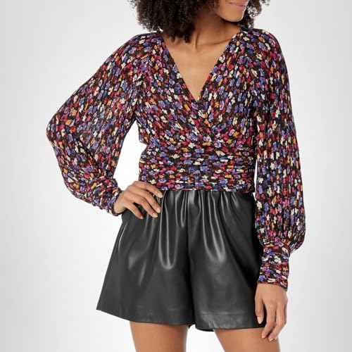 ASTR the label Women's pernilla top, Blue red Ditsy, S