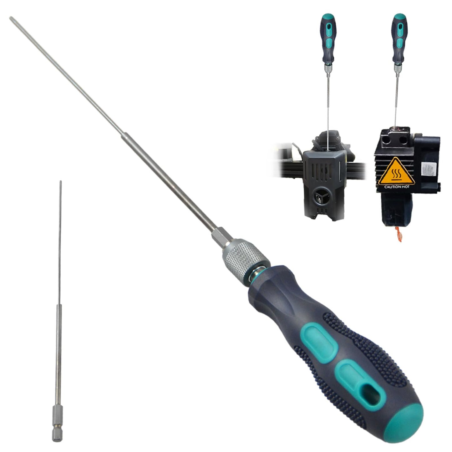 Clog Poke 3D Printer Accessories, Φ1.7mm L200mm Prolong Throat Piercing Needle Tool for Any 1.75mm Nozzles, 3D Printer Nozzle Cleaning Kit, Removable Needle, Reuse The Handle