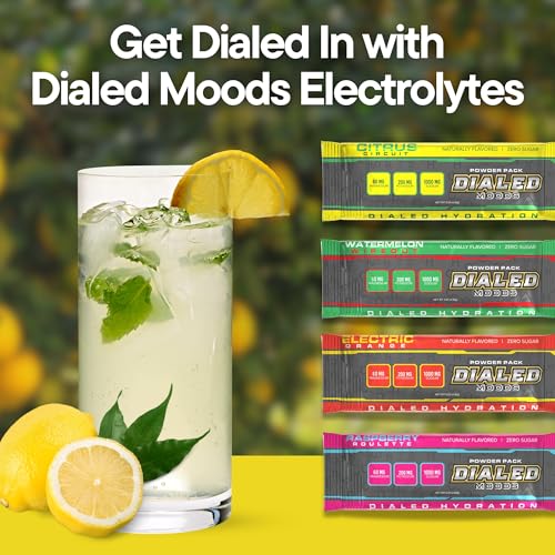DIALED MOODS Electrolyte Powder - Citrus Circuit – Electrolyte Hydration Powder Packs, Sugar-Free Hydration for Athletes, ...