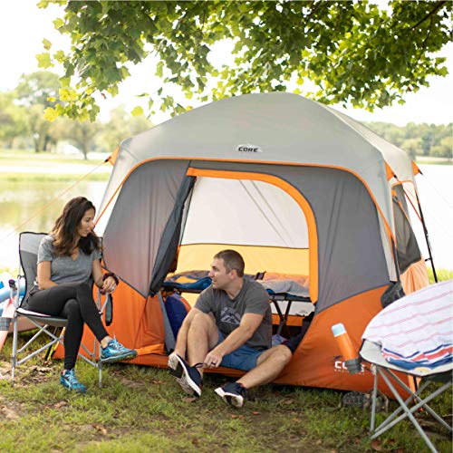 CORE Tent for Family Camping | 4 Person & 6 Person Portable Camp Tent with Carry Bag for Outdoor Car Camping | Included Ge...