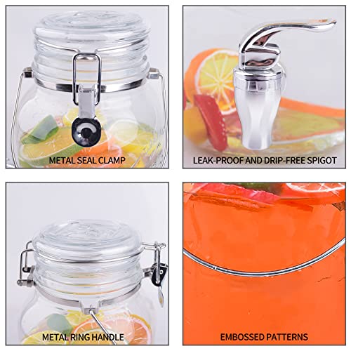 Eleganttime 1 Gallon Glass Drink Dispensers for Parties,2 Pack Beverage Dispenser With Spigot,Laundry Detergent Dispenser ...