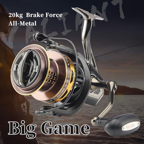 Big Game Surf Spinning Fishing Reel 8000/12000,20KG Drag Power Backlash-Free Bearings,Metal Reel Seat,Zinc Alloy Gear for ...