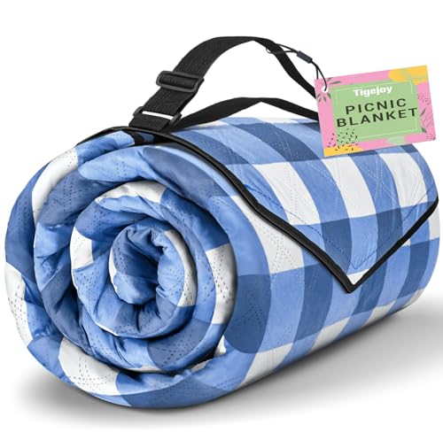 TigeJoy Extra Large Picnic Blanket Waterproof Foldable 80''x80'', Outdoor Picnic Mat Beach Blanket Sandproof for Park, Gra...