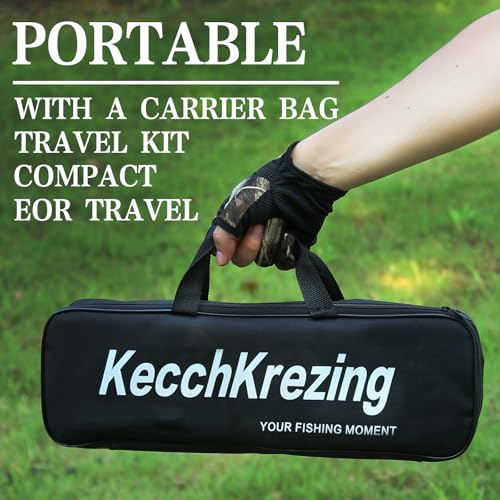 KecchKrezing Telescopic Fishing Rod and Reel Combo – Collapsible 5.9ft Fishing Pole with Spinning Reel & Carry Bag, Travel...