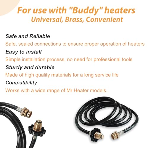 F273704 10FT Propane Adapter Hose for Mr Heater Buddy Series,for Big Buddy/Little Buddy/Portable Buddy Accessories to Prop...