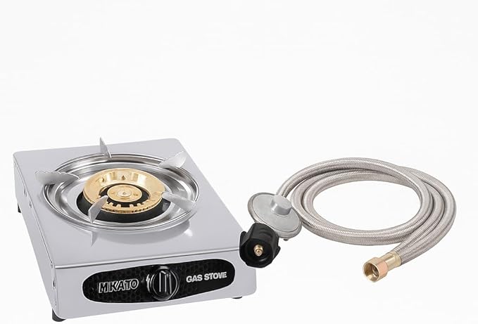 Nikatto Single Burner Gas Stove With Regulator, Stainless Steel Propane Stove For Camping, Tailgating, and Hurricane Prepa...