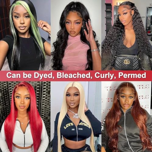 30 Inch 13x6 Straight Lace Front Wigs Human Hair 200% Density HD Lace Front Wigs Human Hair Pre Plucked Glueless 13x6 Full Frontal Straight Wig for Women Natural Black