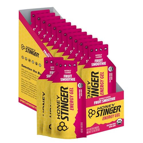 Honey Stinger Organic Fruit Smoothie Energy Gel, Gluten Free & Caffeine Free, for Exercise, Running and Performance, Sport...