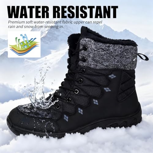 ZIGSAM Men's Snow Boots Non-Slip Insulated Shell Cold Weather Warm Shoes Hiking Water Resistant Winter Outdoor Boots Grip-pro
