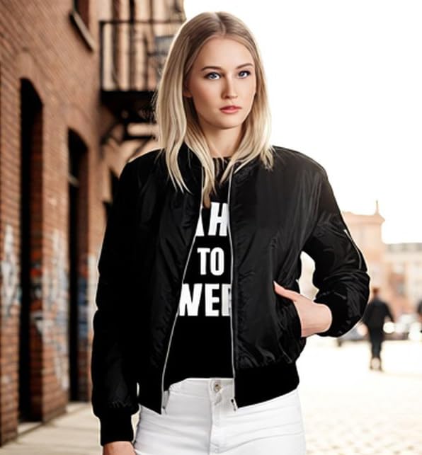 Women's Jacket Casual Coat Zip Up Spring Fall Clothes with Pockets Daily