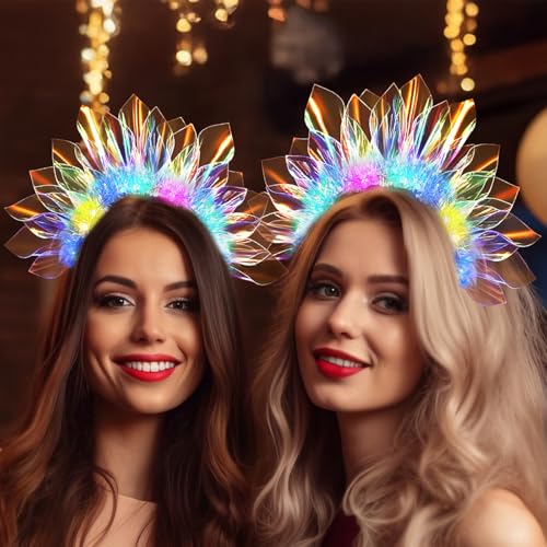 2PCS Valentines Day Gifts LED Headbands, New Year Light Up Headband, Glow In The Dark Party Supplies, Glow Party Supplies ...
