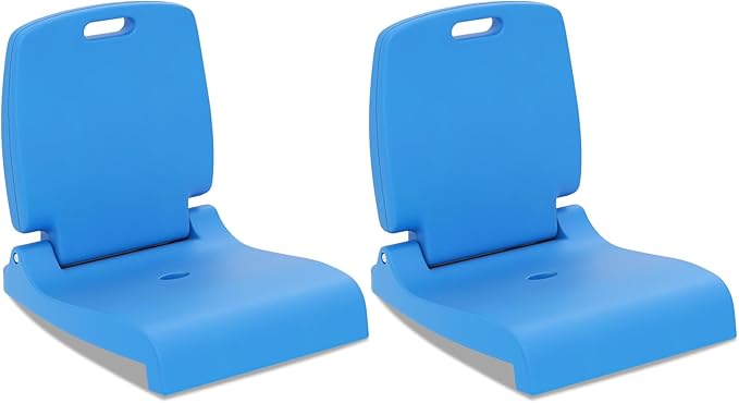 Goplus Poolside Chair for Edge of Pool, Foldable Portable Flip Seat w/Back Support & 2 Handles, Lightweight Outdoor Camping Chair for Stadium, Tailgating, Fishing, Boats, Beach (Blue, 2 Packs)