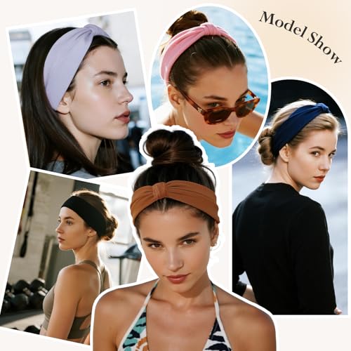 HSEM Headbands for Women, Wide Elastic Head Bands, Non-Slip Thick Hair Bands, Sports Stretchy Sweat Bands, Large Knotted S...