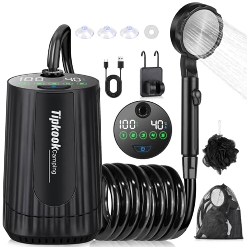 Portable Shower for Camping Essentials: 10000mAh Battery Powered Shower Rechargeable, IPX8 Waterproof Outdoor Shower, 5-Sp...
