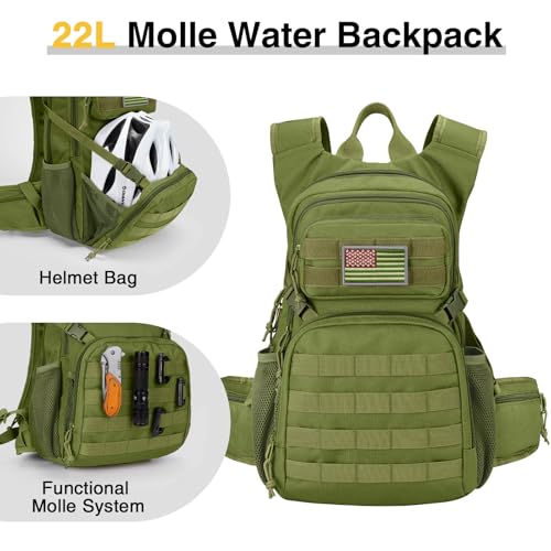 CVLIFE Tactical Hydration Backpack with 3L TPU Water Bladder, 22L Hiking Backpack for Men Women, Heavy Duty Molle Water Ba...