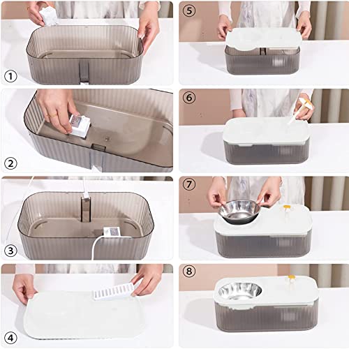 Suertree Cat Water Fountain Food Bowl Stainless Steel, 101oz/3L Automatic Pet Water Fountain, Dog Water Dispenser with Sma...