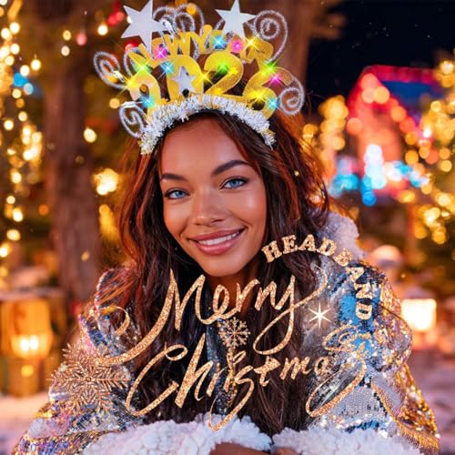 Zoestar Light Up 2026 Headband LED New Year Headbands NYE Glow Party Hair Accessories for Women