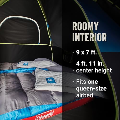 Coleman Sundome Dark Room 4/6 Person Tent, Blocks 90% of Sunlight to Keep Inside Cool, Weatherproof Tent with Rainfly Sets...
