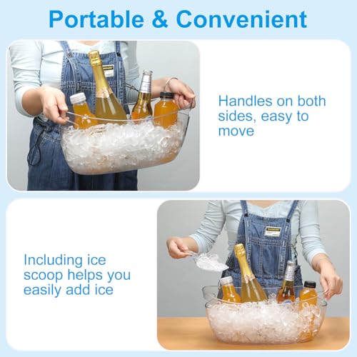 KITHELP 2 PCS Ice Buckets for Parties, 5.5L Ice Bucket with Scoops and Metal Wine Bottle Opener, Mimosa Bar Supplies Bever...