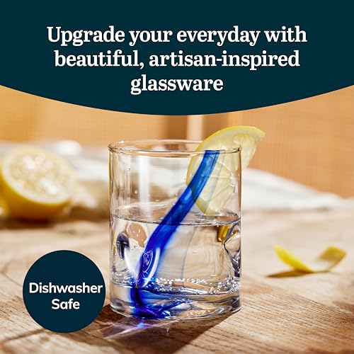 Libbey Blue Ribbon Rock Glasses Set, Artisan-Inspired Four-Dimple Shaped Glass Cups, Dishwasher Safe Whiskey Glasses Set o...