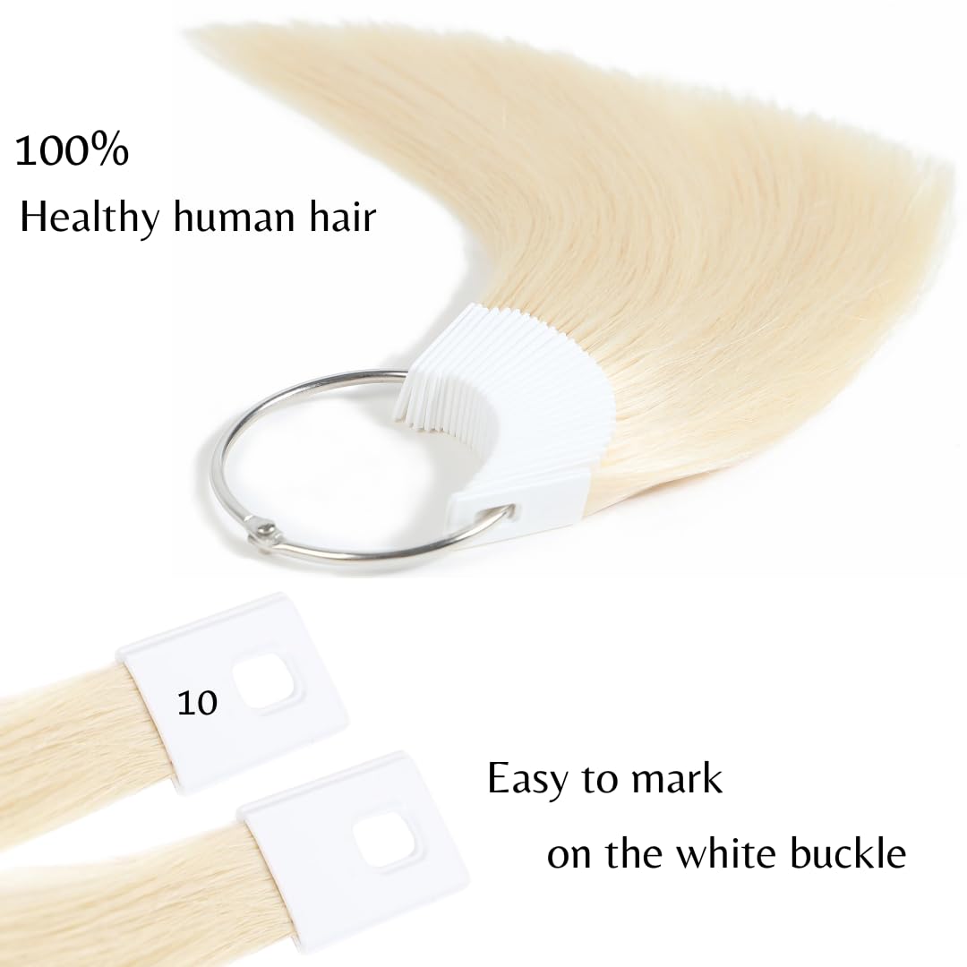 RINBOOOL Hair Swatches for Testing Color, Tone Level 10 Lightest Blonde 60, Real Natural Remy Human Hair Sample Chart Rings, 30