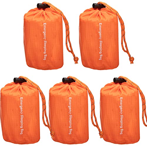 NovaMedic Emergency Sleeping Bag 5 Pack – 84"x36" Thermal Mylar Survival Bivy Sack – Waterproof, Lightweight & Compact Eme...