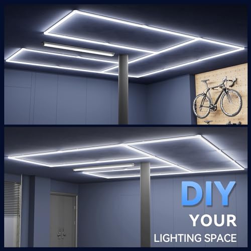 LZHOME LED Garage Lights Fixture: High Brightness 39000LM LED Garage Lighting Ceiling LED Light, Updated 44.8 inch Large S...