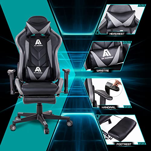 AA Products Gaming Chair High Back Ergonomic Computer Racing Chair Adjustable Office Chair with Footrest, Lumbar Support S...