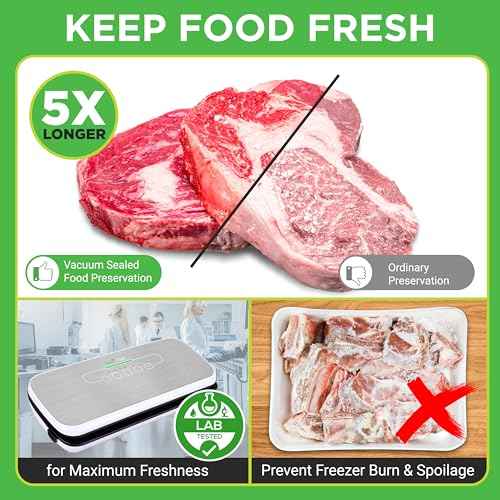 NutriChef Automatic Food Vacuum Sealer, Electric Air Sealing Preserver System for Dry and Moist Foods, LED Control, Strong Suction, Includes Bags, Wine Stopper Cork, and Air Suction Hose, 14¡±x6¡±x3¡±
