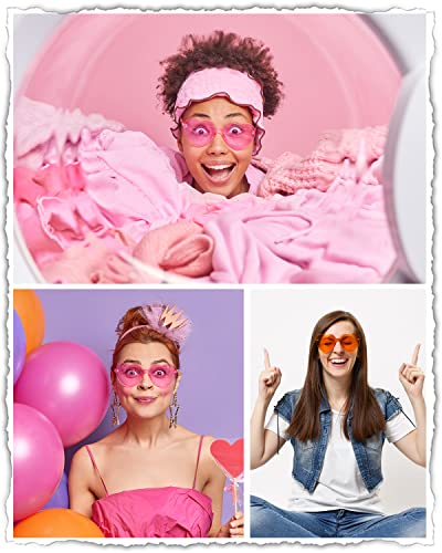 PARSUP 14 Pairs Heart Shaped Rimless Frameless Sunglasses Transparent Candy Color Glasses Tinted Eyewear Bachelorette Part...