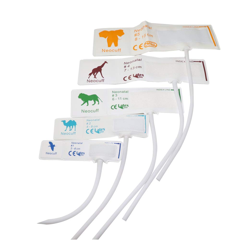 5 Pieces/Pack 5 Size Disposable Blood Pressure Cuff for neonate TPU Material Single Tube Without connectors