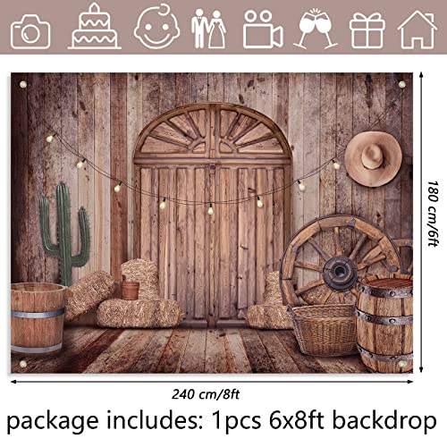 Cowboy Decorations Backdrop Western Party Decorations Rustic Background Banner Props Barn Farm Wild West Party Backdrop Vi...