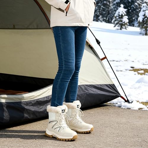 Diarilip Snow Boots for Women Winter: Womens Warm Fur Lined Mid Calf Booties Waterproof Non Slip Comfort Boot for Hiking W...