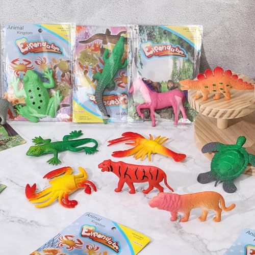 Outus 8 Pieces Growing Animal Creature Expandable Giant Grow 3D Water Creature Set Easter Egg Basket Filler Grow in Water ...