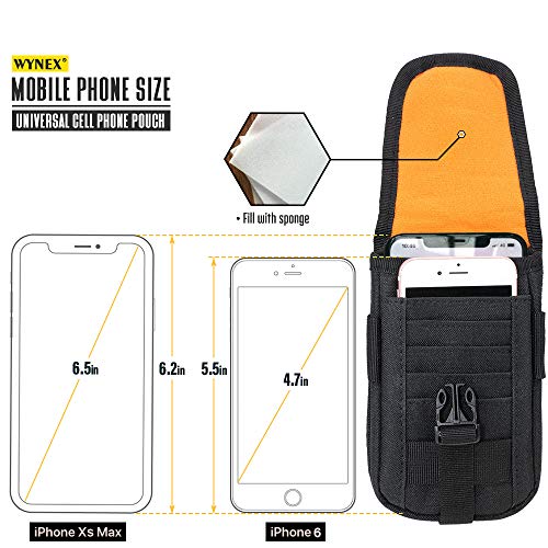 WYNEX Tactical Phone Pouch Molle,Smartphone Holster Bag EDC Utility Cellphone Lock Card Holder Organizer Fit for Waist Bel...