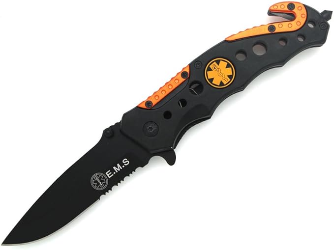 Snake Eye Tactical Rescue Style Action Assist Knife 4.5" Razor Sharp Camping Survival
