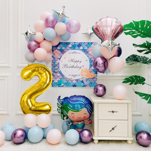 Smlpuame 40 inch Number Balloon 0-9 Gold Large Number 2 Balloons,Digital Balloons for Birthday Party Celebration Decoratio...