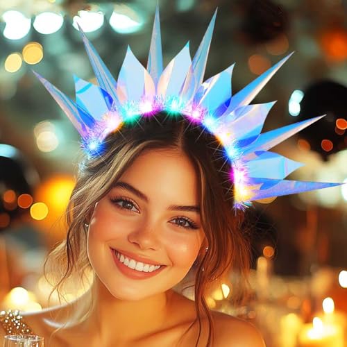 BARTOSI Light Up Headband LED Glow Hairbands Goddess Headpiece Festival Costume Hair Accessories for Women